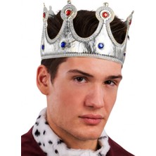 Evimdeyokyok Kral Tacı Gümüş Renk Kumaş Malzeme Yetişkin Boy