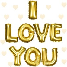 Evimdeyokyok I Love You Folyo Balon Altın Renk 35 cm