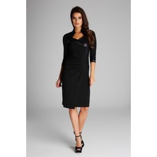 Laranor Büzgü Detaylı Elbise 46 - Siyah