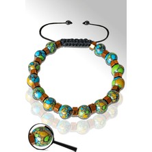 Tesbih Atölyesi Rose Hematitli Doğal Arizona Firuze Taşı Ayarlamalı Bileklik