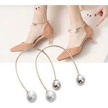 Emtory Home Stiletto Ayakkabı Aksesuarı - Topuklu Ayakkabı Tokası - Gold Inci Ayakkabı Bağı - 2 Adet