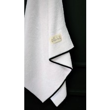 Stella Belli | 50x100 cm | Banyo | Otel | Baş | El | Havlusu | %100 Pamuk | Beyaz Renk | Soura | Kenar Siyah