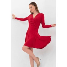 Laranor Kruvaze Yaka Elbise 40 - Kırmızı
