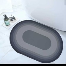 Main Shop Kaymaz Tabanlı Su Emici Abdest ,banyo ve Mutfak Paspası 58X38CM Siyah Gri Renk Yazısız Model
