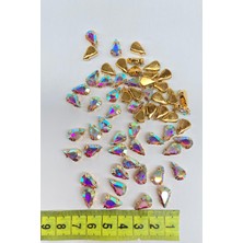 Gold Zeminli Dikme Parlak Cam Damla Boncuk 10 Adet