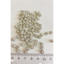 Hayalperest Boncuk Gümüş Parlak Taşlı Boncuk 6 mm