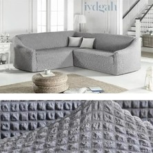 IYDGAH Bürümcük Eteksiz Köşe Koltuk Örtüsü Standart Lastikli Boydan L Köşe Koltuk Örtüsü L Köşe Koltuk Kılıfı L Kanepe Çekyat Kılıfı L Kanepe Çekyat Örtüsü Yıkanabilir Gri Renk 5 Kişilik 380CM