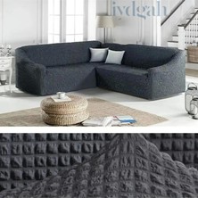 IYDGAH Bürümcük Eteksiz Köşe Koltuk Örtüsü Standart Lastikli Boydan L Köşe Koltuk Örtüsü L Köşe Koltuk Kılıfı L Kanepe Çekyat Kılıfı L Kanepe Çekyat Örtüsü Yıkanabilir Antrasit Renk 5 Kişilik 380CM