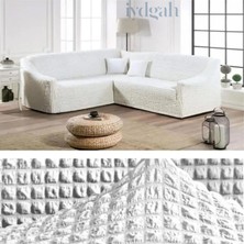 IYDGAH Bürümcük Eteksiz Köşe Koltuk Örtüsü Standart Lastikli Boydan L Köşe Koltuk Örtüsü L Köşe Koltuk Kılıfı L Kanepe Çekyat Kılıfı L Kanepe Çekyat Örtüsü Yıkanabilir Beyaz Renk 5 Kişilik 380CM