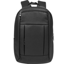 Bagacar Okul ve Günlük Laptop Bölmeli Suni Deri Sırt Çantası Siyah