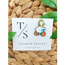 Tasarım Sentezi Rozet Metal Broş Yaka Okul Çantası Kıyafet Şapka Takı Aksesuar Ördek Bisikletli Duck Klips Rosette