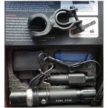 Evimdeyokyok KM-110 Profesyonel Şarjlı El Feneri Ledli+Flashlight+Zoom Özellikli Tüfek Aparatlı 6 Parça Full Set