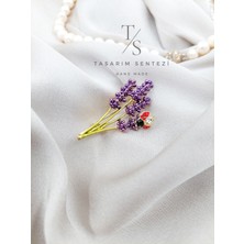 Tasarım Sentezi Broş Lavanta Uğur Böcegi Yaka Çanta Kıyafet Takı Kol Fular Kadın Taşlı Parlak Iğneli Brooch Aksesuar