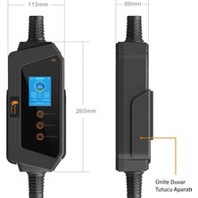 Feyree 32A 3 Faz Tip 2 Şarj Kablosu 22KW Wıfı-App Özellikli 5m Ev Şarj Cihazı Elektrikli Araç Şarj Kablosu Cee Fişli, Değiştirilebilir Akım 8/10/13/16/25/32A, IP67