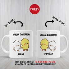 Moddy Store 2'li Karımda Karım - Kocamda Kocam Civciv Baskılı Çift Bardağı, Sevgiliye Kupa Bardak