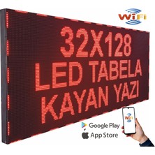 Ledeksis 32X128CM Led Tabela Kayan Yazı - Kırmızı -Tek Taraflı Wifi Kablosuz Haberleşme