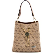 Silver Polo Kadın Çapraz Çanta 967-42860 Silver Polo Çapraz Bayan Çantası M178 Koyu Bej-Mat Taba