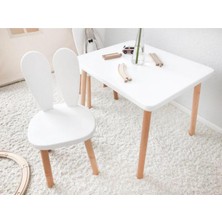 Alfa Country Montessori Çocuk Masası 1 Masa & 1 Beyaz Bunny Sandalye