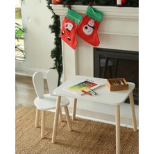Alfa Country Montessori Çocuk Masası 1 Masa & 1 Beyaz Bunny Sandalye