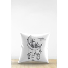 Artavessa Çift Tarafı Dijital Baskılı Dekoratif Suni Deri Ramazan (Ramadan) Temalı Kırlent Kılıfı