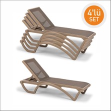 Peronline Brezza Royal Fileli Bahçe Havuz Şezlong Antrasit 4 Adet