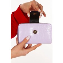 Newish Polo Patlı Kapaklı Fermuarlı Cüzdan Kroko Desenli Orta Boy