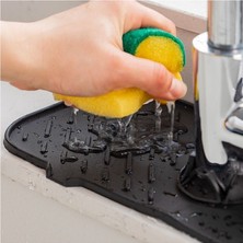 Main Shop Siyah Su Tutucu Musluk Matı Mutfak Banyo Için Koruyucu Musluk Lavabo Bulaşık Süngeri Matı