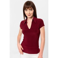 Laranor Gömlek Yaka Ay Kol Bluz 38 - Bordo