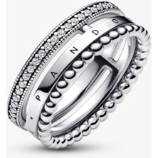 Poseidons Jewellery Signature Logo Pavé ve Boncuklu Yüzük
