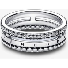 Poseidons Jewellery Signature Logo Pavé ve Boncuklu Yüzük