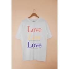 Mind Earth Oversize Pamuk 3 Renkli Love T-Shirt