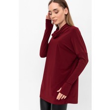 Laranor Degaje Yaka Kol Ucu Yarım Eldiven Detaylı Bluz 36 - Bordo