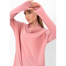 Laranor Degaje Yaka Kol Ucu Yarım Eldiven Detaylı Bluz 38 - Pudra