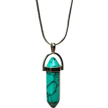 Royaleks Turkuaz Doğal Taşı Zincirli El Yapımı Kolye Uç: 3 cm Zincir: 20 cm Kutulu