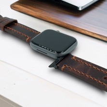 Minval Apple Watch Deri Kordon 9 8 SE2 7 6 Se 5 4 3 2 1 serisi 41mm 40mm 38mm Uyumlu Kadın Erkek için Uniseks El Yapımı Crayz Kızıl Kahve Kayış