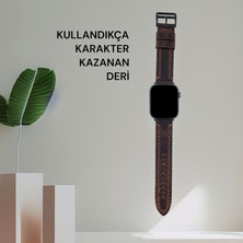 Minval Apple Watch Deri Kordon 9 8 SE2 7 6 Se 5 4 3 2 1 serisi 41mm 40mm 38mm Uyumlu Kadın Erkek için Uniseks El Yapımı Crayz Kızıl Kahve Kayış