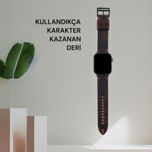 Minval Apple Watch Deri Kordon Ultra 2 9 8 SE2 7 6 Se 5 4 3 2 1 serisi 49mm 45mm 44mm 42mm Uyumlu Kadın Erkek için Uniseks El Yapımı Crayz Kızıl Kahve Kayış