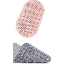 Main Shop Masajlı Silikon Banyo Paspası Vantuzlu Banyo ve Duş Kaydırmazı Pembe Renk