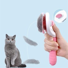 Kornea Store Kedi Köpek Tüy Toplayıcı Kendini Temizleyebilen Ergonomik Saplı Evcil Hayvan Tarağı Pembe (K246)