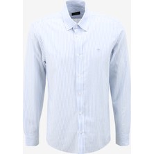 Fabrika Comfort Regular Fit Düğmeli Yaka Çizgili Mavi Erkek Gömlek FC4SM-GML 0291