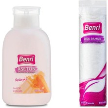 Benri Pompalı Aseton Besleyici 450 ml - Benri Disk Makyaj Temizleme Pamuğu 80 Adet Hediyeli