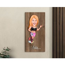 Bk Gift Kişiye Özel Kadın Koşu Karikatürlü Kabartma Figürlü Ahşap Tablo-2, Arkadaşa Hediye, Sevgiliye Hediye, Duvar Dekoru