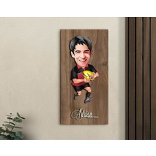 Bk Gift Kişiye Özel Amerikan Futbolcusu Karikatürlü Kabartma Figürlü Ahşap Tablo-14, Arkadaşa Hediye, Sevgiliye Hediye, Duvar Dekoru