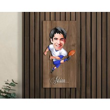 Bk Gift Kişiye Özel Amerikan Futbolcusu Karikatürlü Kabartma Figürlü Ahşap Tablo-10,  Arkadaşa Hediye, Sevgiliye Hediye, Duvar Dekoru