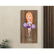 Bk Gift Kişiye Özel Ponpon Kız Karikatürlü Kabartma Figürlü Ahşap Tablo-2, Arkadaşa Hediye, Sevgiliye Hediye, Duvar Dekoru