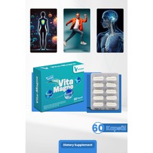 Vitamagne 60 Kapsül  Yetişkinler için Magnezyum ve Vitamin - Magnezyum Malat, Magnezyum Sitrat, Magnezyum Bisglisinat, Vitamin B6, Vitamin B12, Vitamin C, Vitamin D3