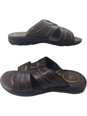 Ziley Erkek Kahverengi Günlük Yürüyüş Terlik Sandalet ZL022-010