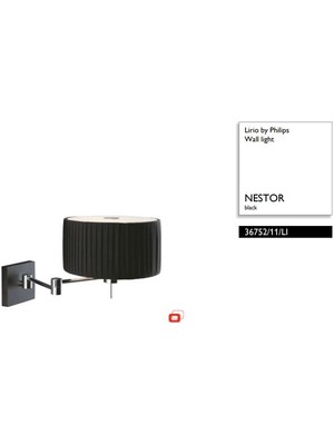 Philips Lirio Touch Dokunmatik Ayarlanabilir Başlık Metal Gövde Siyah Kumaş Şapka 1 x G9 Duvar Aplik