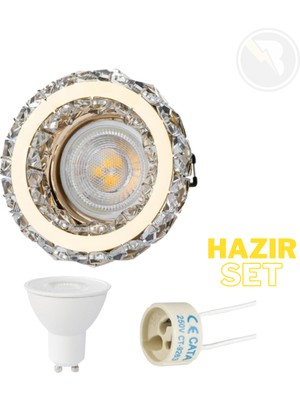 Cata Melinda Dekoratif Modern Kristal Salon, Koridor, Mutfak, Lamba Cam Spot 7W Beyaz Işık - CT-6640