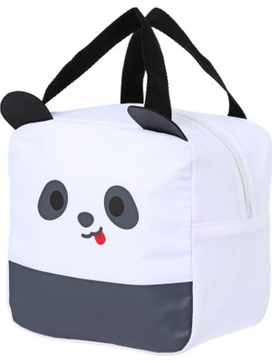 Miniso Sevimli Panda Suratlı Yiyecek Çantası - Siyah - 20CM